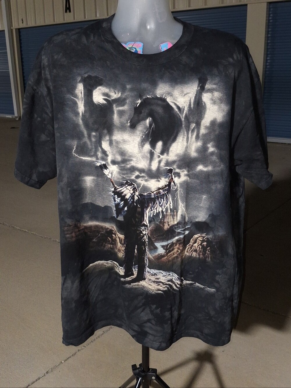 Vintage The Mountain Native Chief Tie Dye T Shirt Size XL